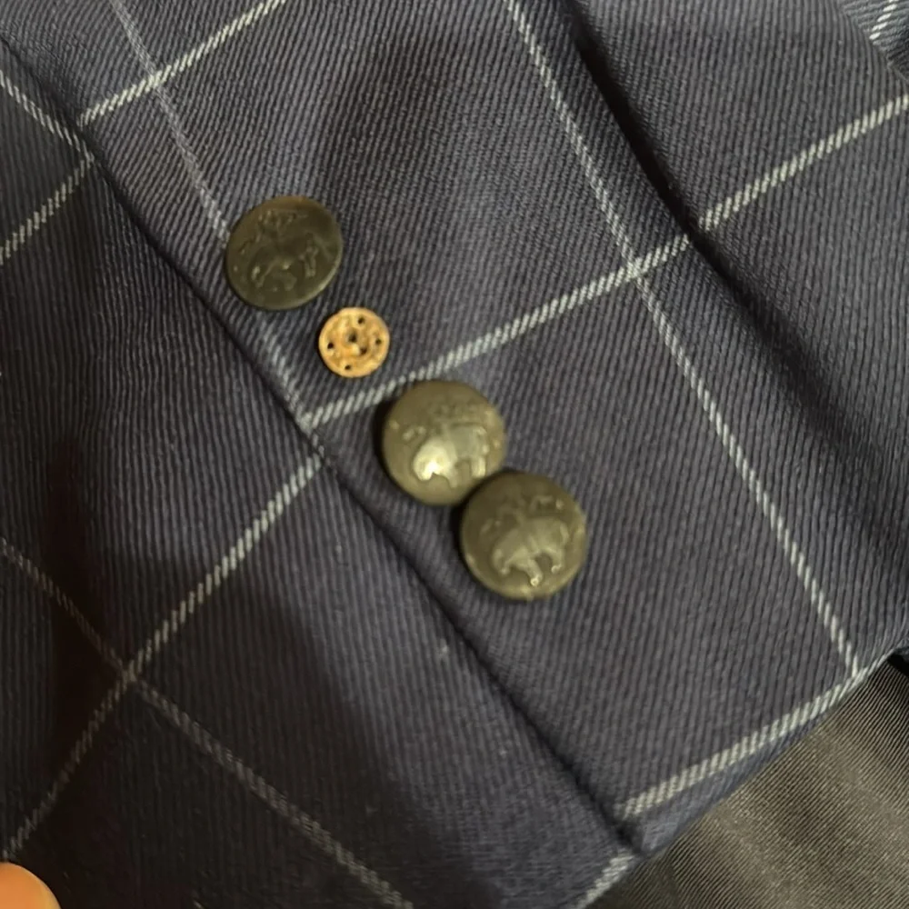 Brooks Brothers Saxon Navy Windowpane Blazer 100% Wool‎ 46R